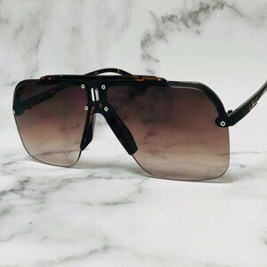 Men Sunglasses Brown Flat Lens Square‎ Shades Hip Hop Style Classic Retro Shades